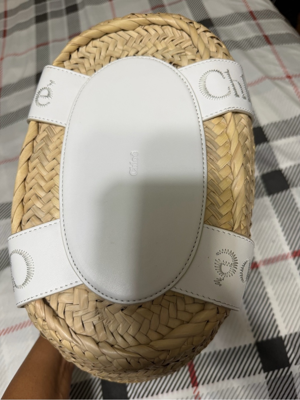 Chloé Sense Basket Tote Raffia with White Leather Straps - Picture 3 of 5